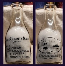 LAKE COUNTY MAID CLEAR LAKE CALIFORNIA Quart GREAT GRAPHICS GIRL IN SWIM SUIT picture