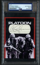 Charlie Sheen signed autograph 3.5x4.5 Actor Platoon Custom Cut PSA Slabbed picture
