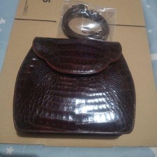 Lacoste Vintage Shoulder Bag Crocodile Embossed Brown Women Rare French Model LI picture