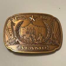 150th Anniversary Defense of the Alamo 1836 1986 Solid Bronze Belt Buckle picture