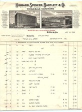 1906 Hibbard, Spencer, Bartlett & Co. Hardware Billhead picture