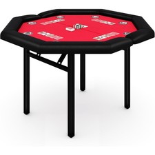8-Player Folding Octagon Poker Table, Complete Set w/ Padded Rail & Cup Holders picture