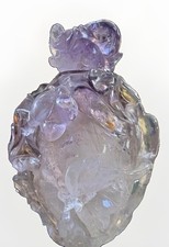 Antique Qing era Chinese Carved Amethyst bottle with  Stopper – 4