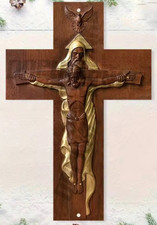 Trinity Wall Cross Metal Jesus Christ Crucifix Decor 2D Religious Holy Spirit  picture