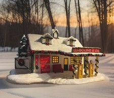 🎄Hawthorne Village Norman Rockwell Christmas Village Gas Station  NEW 🎄READ picture