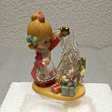 Enesco Precious Moments Girl Figurine w/ Tree & Gifts, Christmas, Boxed picture