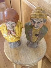 Vintage Old Swiss Man And Woman Bust Figure Sculpture Home decor Rare Set picture