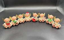 VTG 2001 Kirk's Kritters Angel Cheeks Christmas Figurines Gold Wings Lot of 8 picture