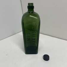 Vintage De Kuyper GIN BOTTLE PRETTY DARK GREEN 9.5 Inches Tall W/Screw On Cap picture