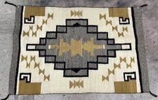 Vintage Authentic Navajo Rug Three Turkey Ruins Weaving 38”x57” Natural Veg Dye picture