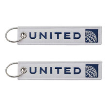 STUNNING UNITED AIRLINES EMBROIDERED TAG KEYCHAIN/KEY RING...NOT EASILY FOUND... picture