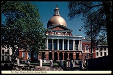 State House Boston Massachusetts MA Gold Dome Architecture Plastichrome Postcard picture
