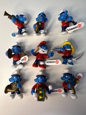 Vintage 2001 Schleich Smurfs Marching Band Lot of 9 - Red Uniform Orchestra Toy  picture