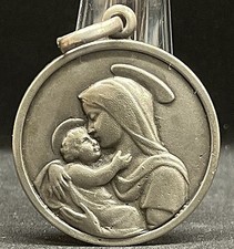 Argentina 1930´ antique Virgin Mary & Jesus Baby beautiful maternal scene medal picture