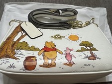 Coach Winnie the Pooh Small White Shoulder Bag Purse Brown Red Pink Yellow picture