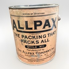 Vintage Allpax Style No.1 Tin Five Pound Tin of Weighs 4.99 Lbs. - 6” Tall picture