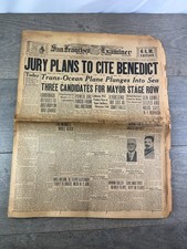 Vintage 1927 San Francisco Examiner Jury Plans Cite Benedict 6AM CA Newspaper picture