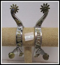 1990 S I J R A  Fancy Blue Set Decorated TROPHY Roping Western Riding Spurs  picture