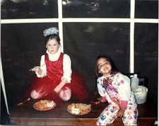 Vtg 1990s Found Photo Birthday Party Girls Eating Cake Snapshot picture
