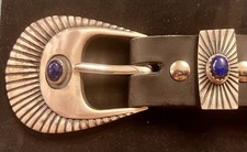 Southwest Ranger A Lapis Sunburst W. Brass Buckle w/ English Bridle Leather Belt picture