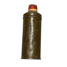 Vintage Olive Green Travel Sewing Kit Metal Tube Thread Spools Thimble Needles picture