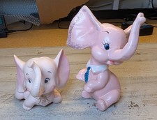 2 Vintage MCM Anthropomorphic Pink Elephant Figurines Centennial Kelvin's Japan picture
