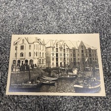 Rare RPPC 1930s The Fish Wharf Brosundet Canal Ålesund, Norway picture