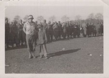WW2 Theodore Speiser 1945 US soldier with boy Germany crowd 1945 Rare Photo picture