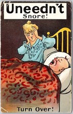 Uneedn't Snore Wife Angry With His Husband Snoring Comic Postcard picture