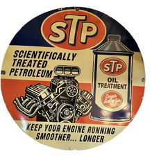 STP Oil Treatment Porcelain Enamel Keep Your Engine Running Smoother Longer Sign picture