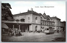 Paris Gare Montparnasse Postcard Early 1900s French Street Scene Tram E80 picture