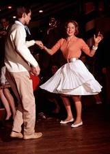 Young couple dancing dance band music woman wears a flowing white - Old Photo picture