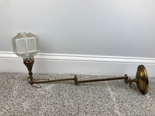Antique Victorian Articulated Gas Lamp Wall Sconce - Original Acid Etched Glass picture