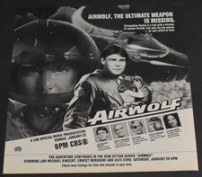 1984 Print Ad Airwolf The Ultimate Weapon is Missing Stringfellow Hawke TV Art picture