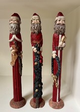 VINTAGE CHRISTMAS WINDSOR COLLECTABLE SANTAS 12'' PENCIL THIN  ~ LOT OF 3 picture