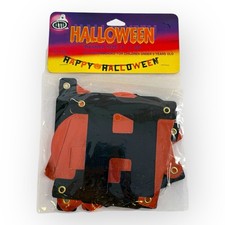 BETTA Happy Halloween Banner Metallic Cardboard NOS 1995 Vintage picture