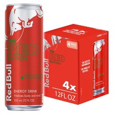 Red Bull Red Edition Energy Drink, Watermelon, 12 fl. oz., Pack of 4 Cans picture