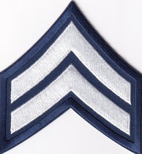CPL Corporal Chevrons WHITE on NAVY BLUE 3 X 3.25 police sheriff patches picture