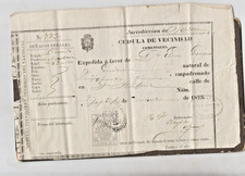 ANTIQUE SPANISH DOCUMENT  1873, SIGNED BY GOBERNADOR, ESTANISLAO FIGUERAS picture