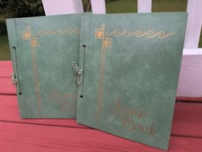 2 Vintage Scrapbook Album Cover Blank Pages Empty Journal Unused Green picture