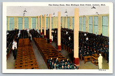 c1940s Dining Room Michigan State Prison Jackson Mich Postcard picture
