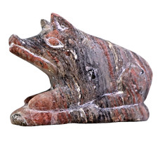 vtg hand carved stone PIG sculpture figurine 5