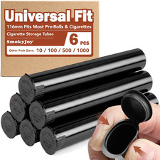 6 Pack Smell Proof Cigarette Holder Cases, King Size Pre Roll Tubes | 116mm Blac picture