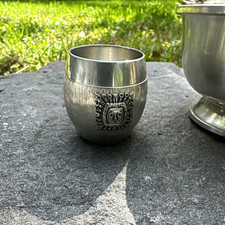 Vintage Pewter Lot: Woodbury Monogrammed Bowl & Carsu Ltda Bolivian Inca Cup picture