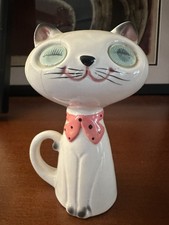 AS IS Vintage MCM Holt Howard Winky Blinky Kitten Pink Scarf Salt/Pepper Shaker  picture
