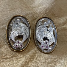 VTG Silver filigree Concho Set W/Ruby stones, New Old Stock picture