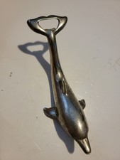 Silver Plated Dolphin Shaped Bottle Opener With Twist Top Opener Vintage Mcm picture