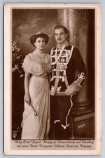 1913 Prince Ernst August & Princess Viktoria Luise Wedding Sepia Postcard picture