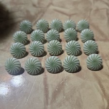 20 Vtg White & peppermint Green Swirl Domed Plastic Shank Buttons Xmas Craft Sew picture
