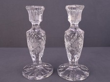 Vintage Lead Crystal Candle Stick Holders Pinwheel Star Hobstar Pattern 7